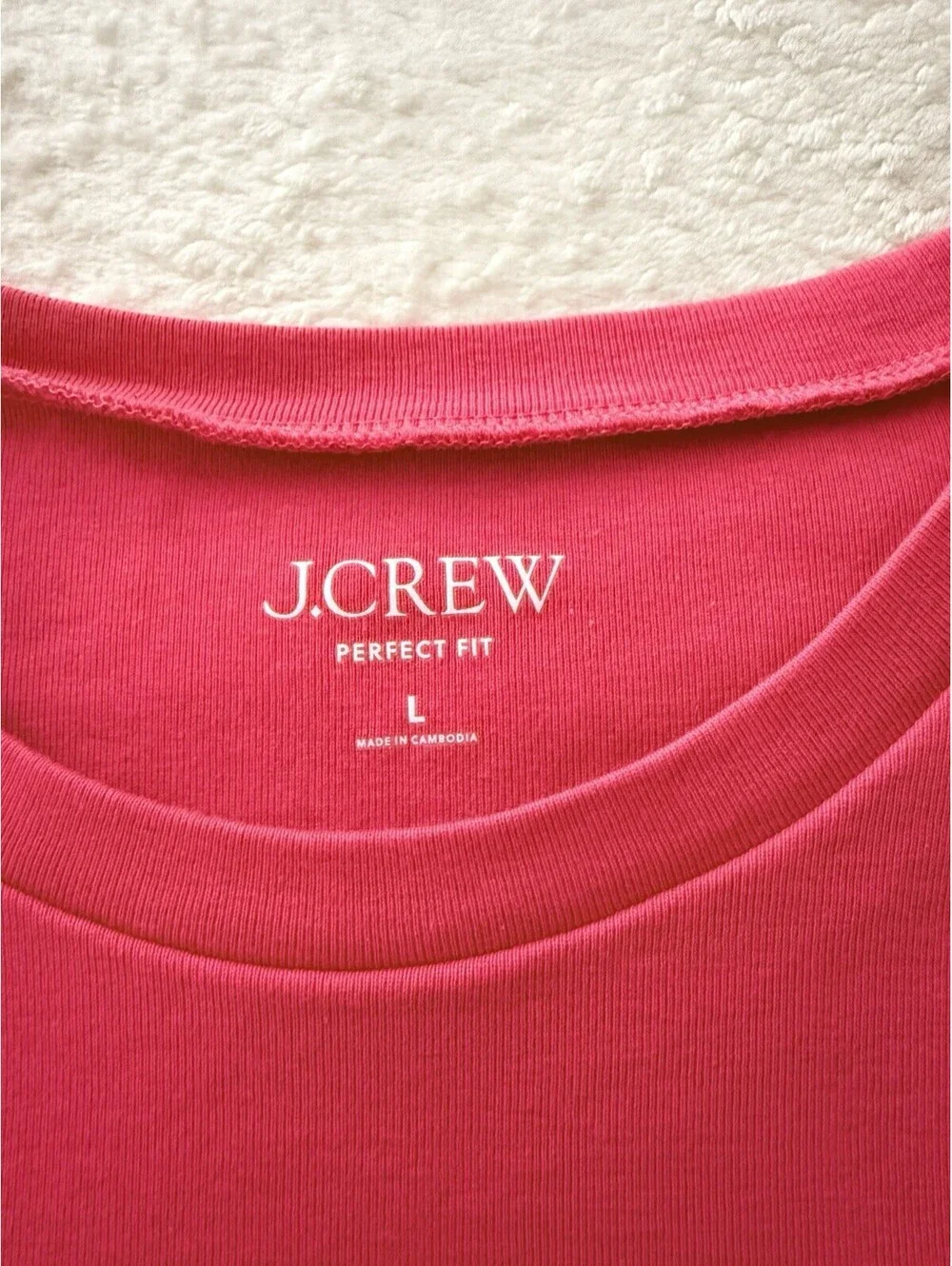 J.Crew Perfect Fit Womens L Pink Long Sleeve Cotton T Shirt Crew Neck